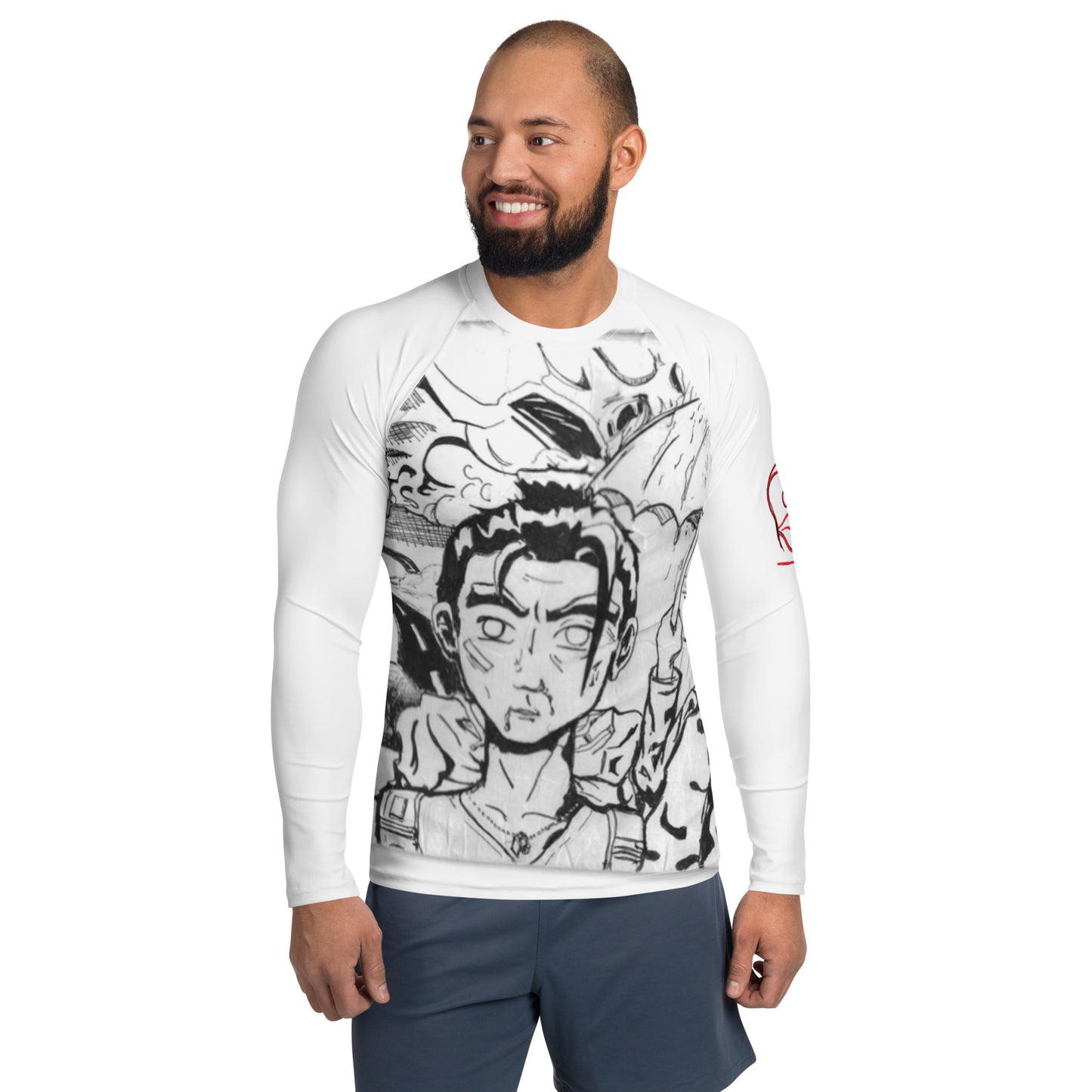 All-Over Print Men's Rash Guard (White / M)