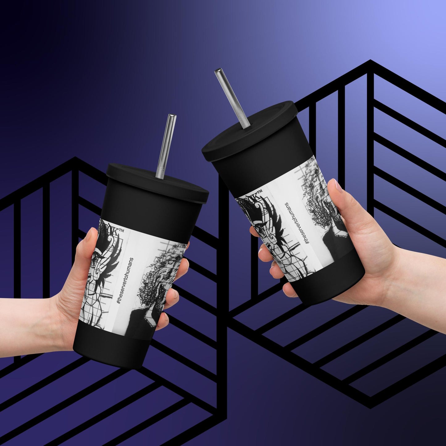 Insulated tumbler with a straw